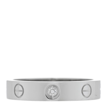 CARTIER 18K White Gold Diamond 4mm LOVE Wedding Band Ring 53 6.5