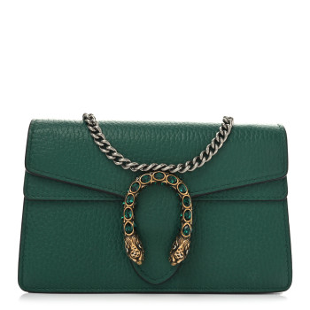GUCCI Dollar Calfskin Crystal Super Mini Dionysus Shoulder Bag Emerald