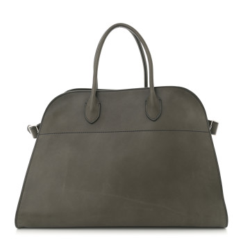 THE ROW Polished Saddle Calfskin Soft Margaux 15 Koala Grey