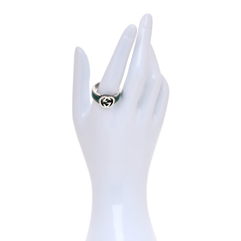 GUCCI Sterling Silver Resin Interlocking G Band Ring 64 10.75 Turquoise