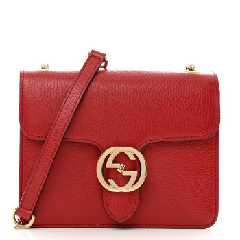 GUCCI Dollar Calfskin Small Interlocking G Shoulder Bag Red