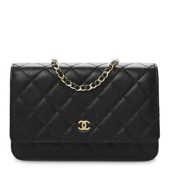 CHANEL Caviar Quilted Wallet on Chain WOC Black