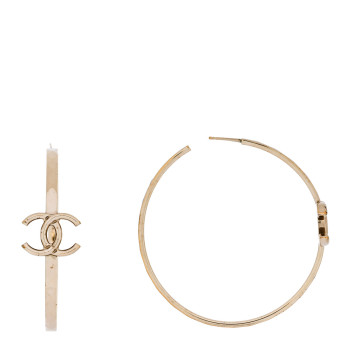 CHANEL CC Large Hoop Earrings Gold