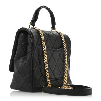 CHANEL Caviar Quilted Small Top Handle Flap Black