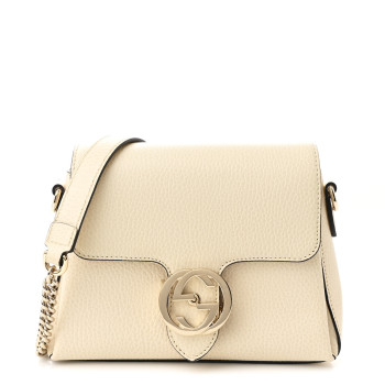 GUCCI Dollar Calfskin Interlocking G Crossbody Bag Mystic White