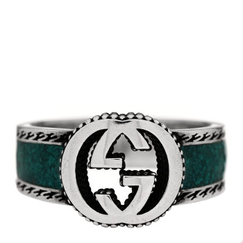 GUCCI Sterling Silver Resin Interlocking G Band Ring 64 10.75 Turquoise
