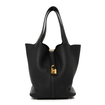 HERMES Taurillon Clemence Picotin Lock 22 MM Black