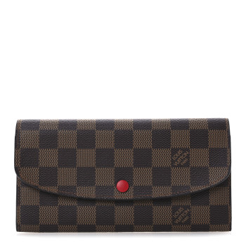 LOUIS VUITTON Damier Ebene Emilie Wallet Red