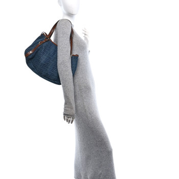 GUCCI Denim GG Medium Abbey Shoulder Bag Blue