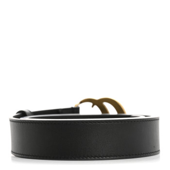 GUCCI Calfskin Double G 30mm Belt 90 36 Black