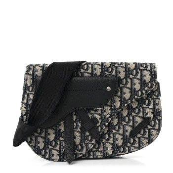 CHRISTIAN DIOR Oblique Saddle Messenger Pouch Beige Black