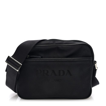 PRADA Tessuto Nylon Saffiano Logo Camera Bag Black