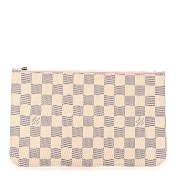 LOUIS VUITTON Damier Azur Neverfull MM GM Pochette Rose Ballerine