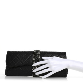 CHANEL Lambskin Quilted Evening Clutch Black
