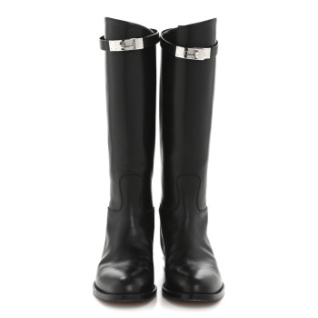 HERMES Box Kelly Jumping Boots 38 Black