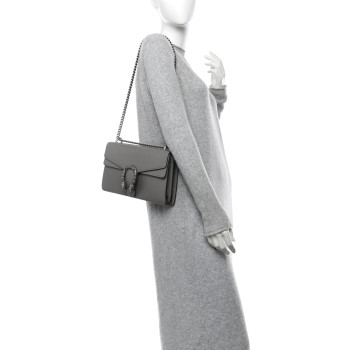 GUCCI Pebbled Calfskin Small Dionysus Shoulder Bag Dusty Grey