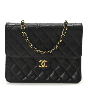 CHANEL Lambskin Quilted Small Single Flap Black