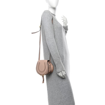 CHLOE Grained Calfskin Small Marcie Saddle Bag Blush Nude