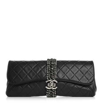 CHANEL Lambskin Quilted Evening Clutch Black