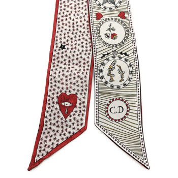 CHRISTIAN DIOR Silk Le Soleil Tarot Mitzah Scarf Off White