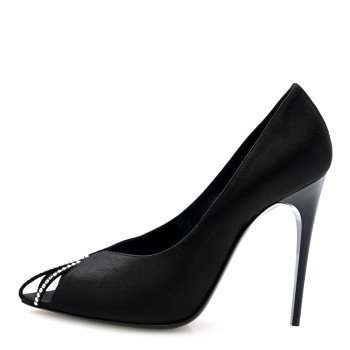 SAINT LAURENT Satin Crystal Martinique 110 Pump 36 Black
