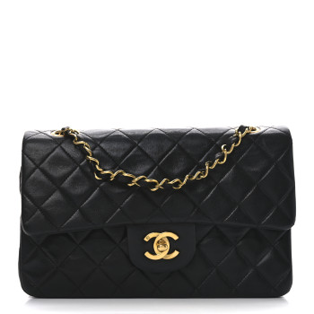 CHANEL Lambskin Quilted Small Double Flap Black