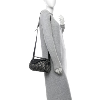 CHRISTIAN DIOR Oblique Mini Roller Saddle Bag With Strap Beige Black