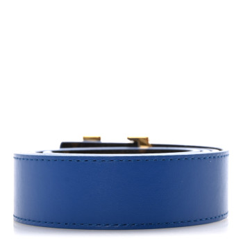 LOUIS VUITTON Calfskin Monogram 30mm LV Initiales Reversible Belt 85 34 Blue