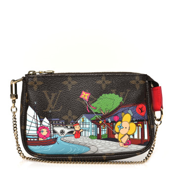 LOUIS VUITTON Monogram 2022 Christmas Animation Mini Pochette Accessories Red