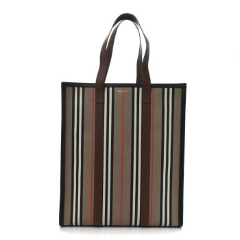 BURBERRY E-Canvas Stripe Book Tote Archive Beige