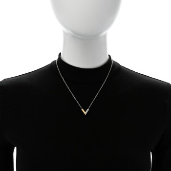 LOUIS VUITTON Essential V Uniformes Necklace Silver Gold