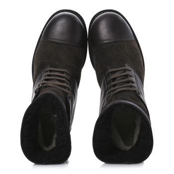 CHANEL Suede Calfskin Shearling Cap Toe CC Short Boots 39 Brown