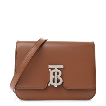 BURBERRY Calfskin Small TB Bag Malt Brown