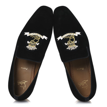 CHRISTIAN LOUBOUTIN Veau Velour Mens Colonnaki Cruise Venetian Flat Loafer 42 Black