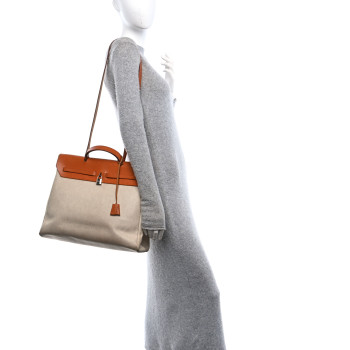 HERMES Toile Vache Calfskin Herbag 2 in 1 36 MM Natural