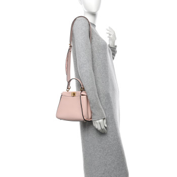 FENDI Vitello Seta Canvas FF Embroidered Mini Peekaboo Iconic Satchel  Rosa Confetto