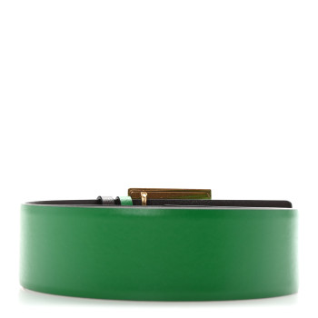 VALENTINO GARAVANI Glossy Calfskin One Stud Reversible Belt 70 28 Green Brown