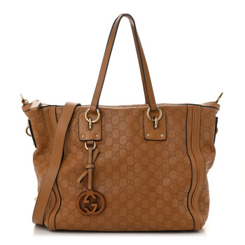 GUCCI Guccissima Medium GG Charm Satchel Brown