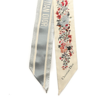 CHRISTIAN DIOR Silk Dior Jardin d'Hiver Mitzah Scarf Mitzah Scarf White Multicolor