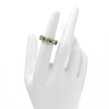 TIFFANY 18K Yellow Gold Platinum Tsavorite Schlumberger Sixteen Stone Ring 49 5