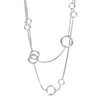 DAVID YURMAN Sterling Silver Freshwater Cultured Pearl Infinity Station Chain Necklace