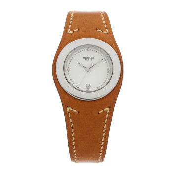 HERMES Stainless Steel Barenia 30mm Harnais Quartz Watch Fauve