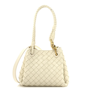 BOTTEGA VENETA Nappa Intrecciato Small Parachute Shoulder Bag Sea Salt