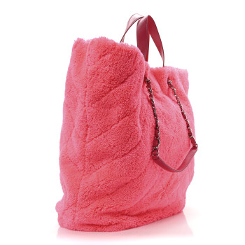 CHANEL Terry Cloth Quilted Coco Beach Large Shopping Tote Pink