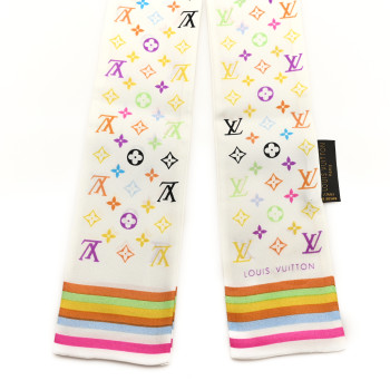 LOUIS VUITTON Silk Monogram Multicolor Bandeau White