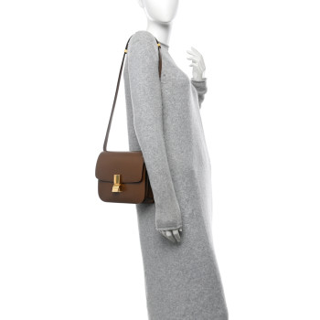 CELINE Box Calfskin Medium Classic Box Flap Bag Camel