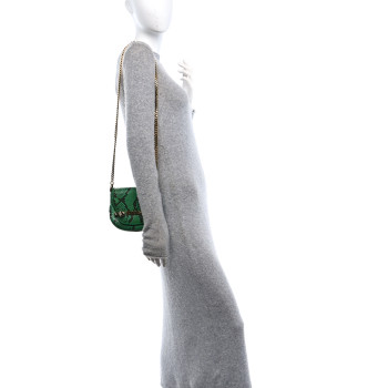 GUCCI Snakeskin Tigrette Shoulder Bag Green
