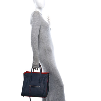 CELINE Supple Calfskin Large Phantom Luggage Navy Blue Red