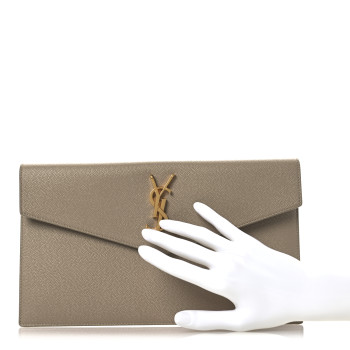 SAINT LAURENT Grain De Poudre Uptown Pouch Dark Beige