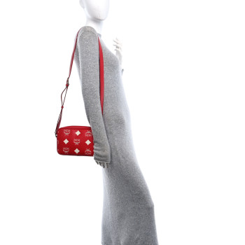MCM Maxi Visetos Aren Crossbody Candy Red